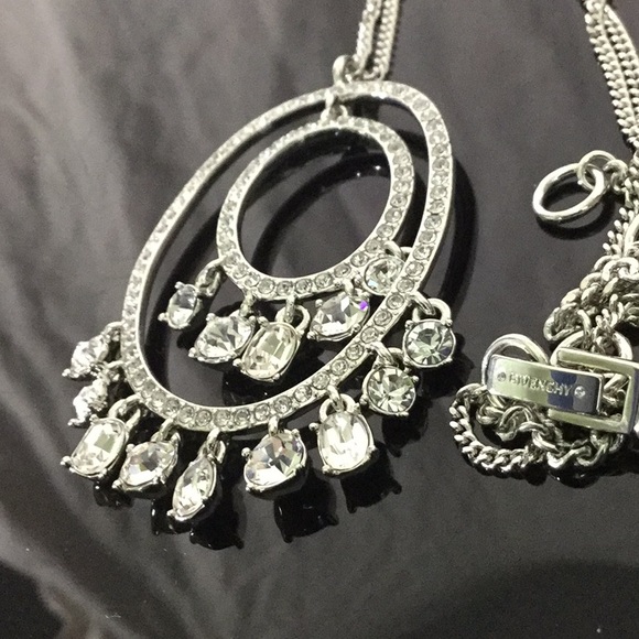 Givenchy 16”Necklace W/3”Ext Double CrystalRngPend - Picture 5 of 5